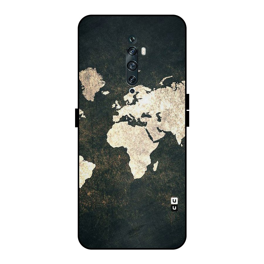 Green Gold Map Design Metal Back Case for Oppo Reno2 F