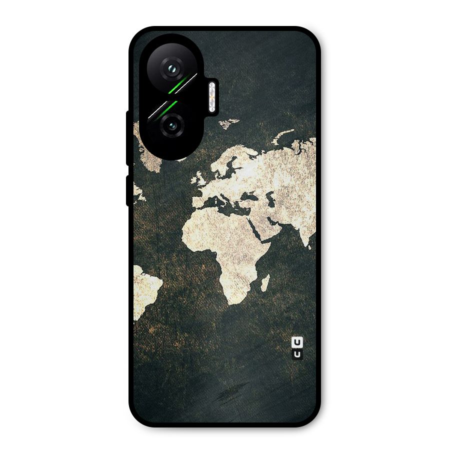 Green Gold Map Design Metal Back Case for Poco F7