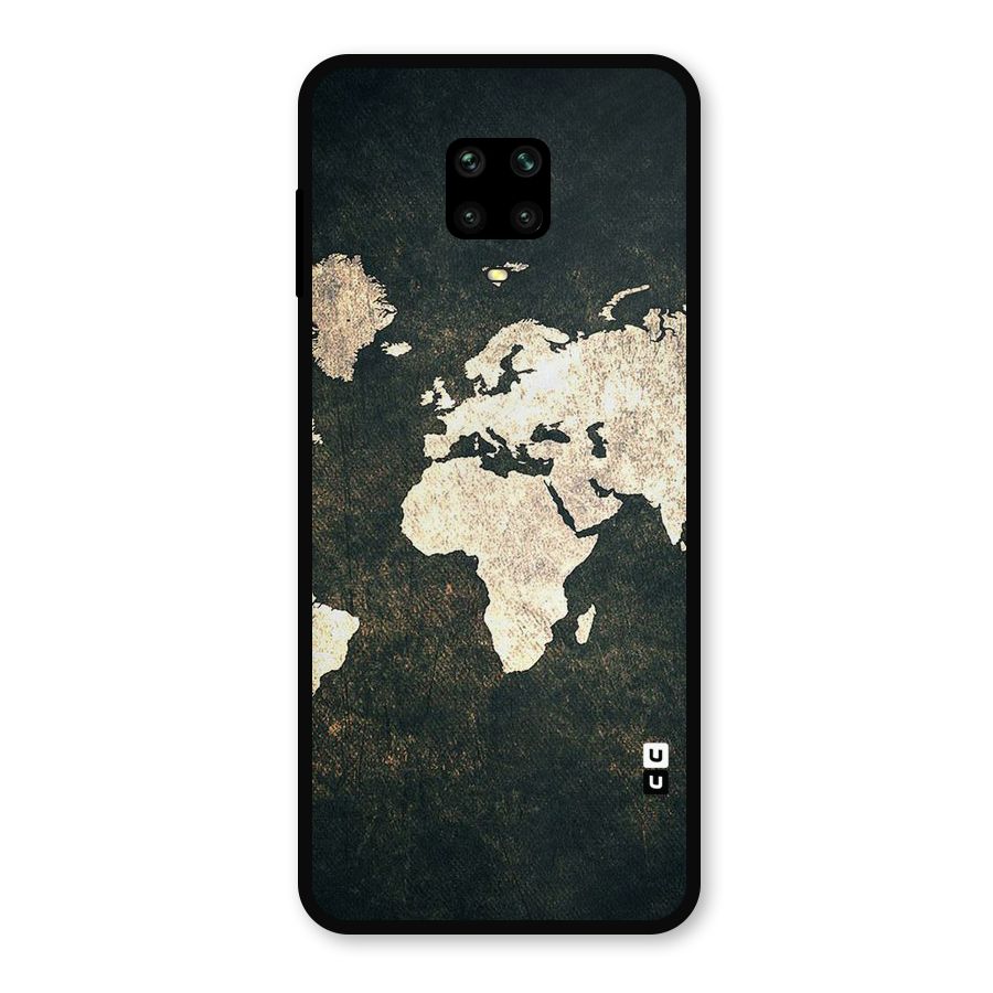Green Gold Map Design Metal Back Case for Poco M2 Pro