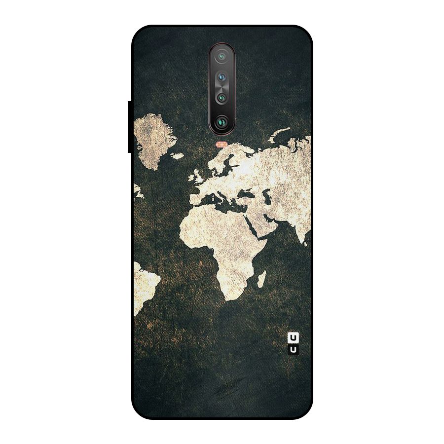 Green Gold Map Design Metal Back Case for Poco X2