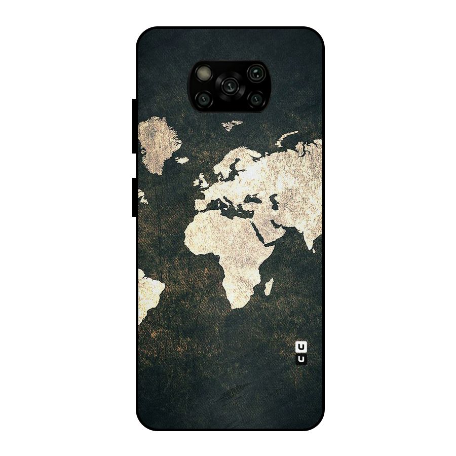 Green Gold Map Design Metal Back Case for Poco X3