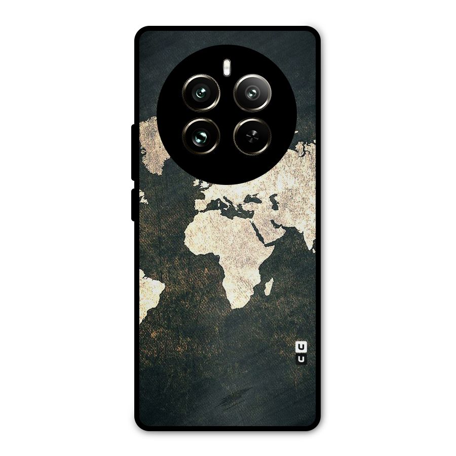 Green Gold Map Design Metal Back Case for Realme 12 Pro