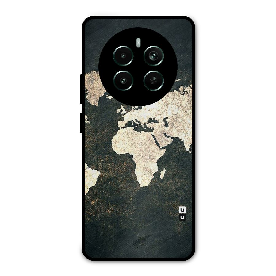 Green Gold Map Design Metal Back Case for Realme 12 Pro Plus
