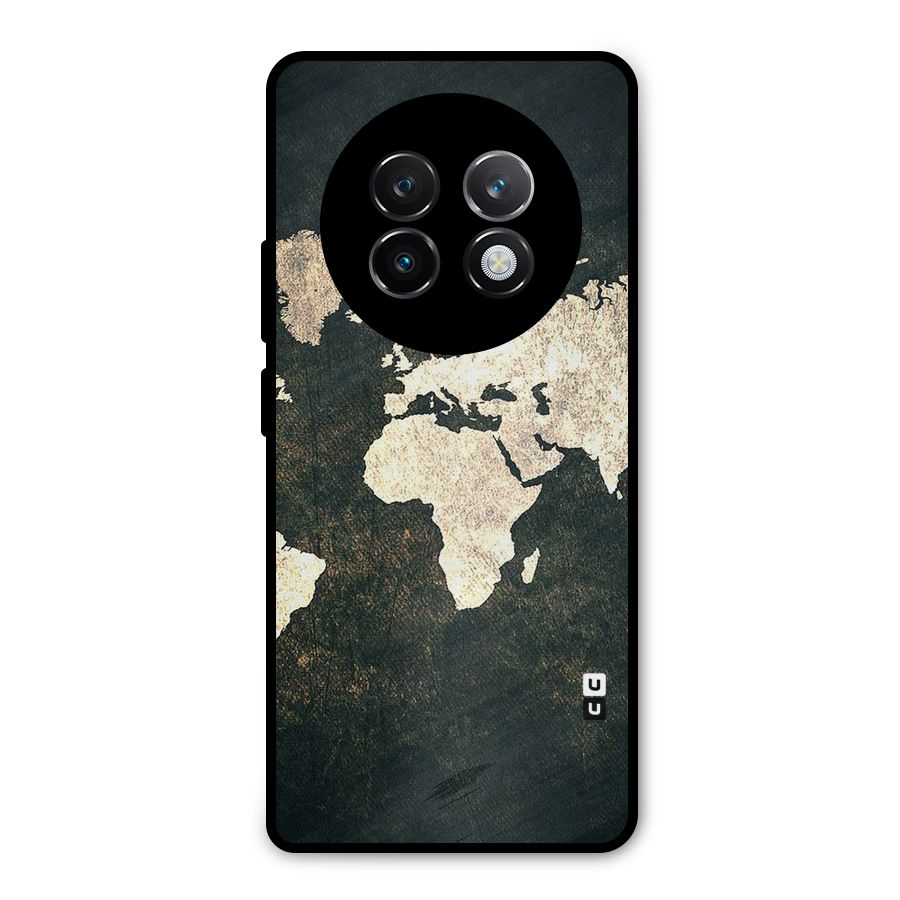 Green Gold Map Design Metal Back Case for Realme 13 Plus
