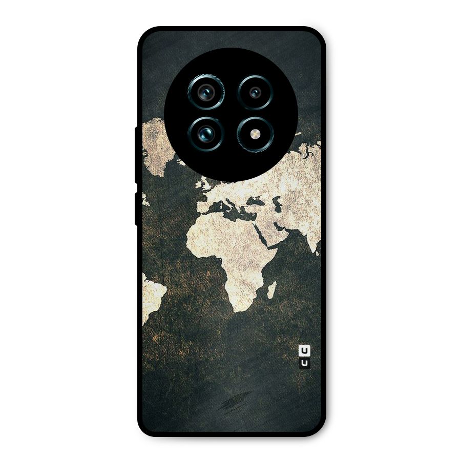 Green Gold Map Design Metal Back Case for Realme 13 Pro Plus