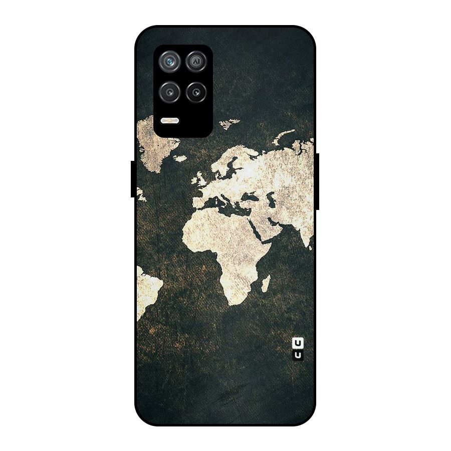 Green Gold Map Design Metal Back Case for Realme 8 5G