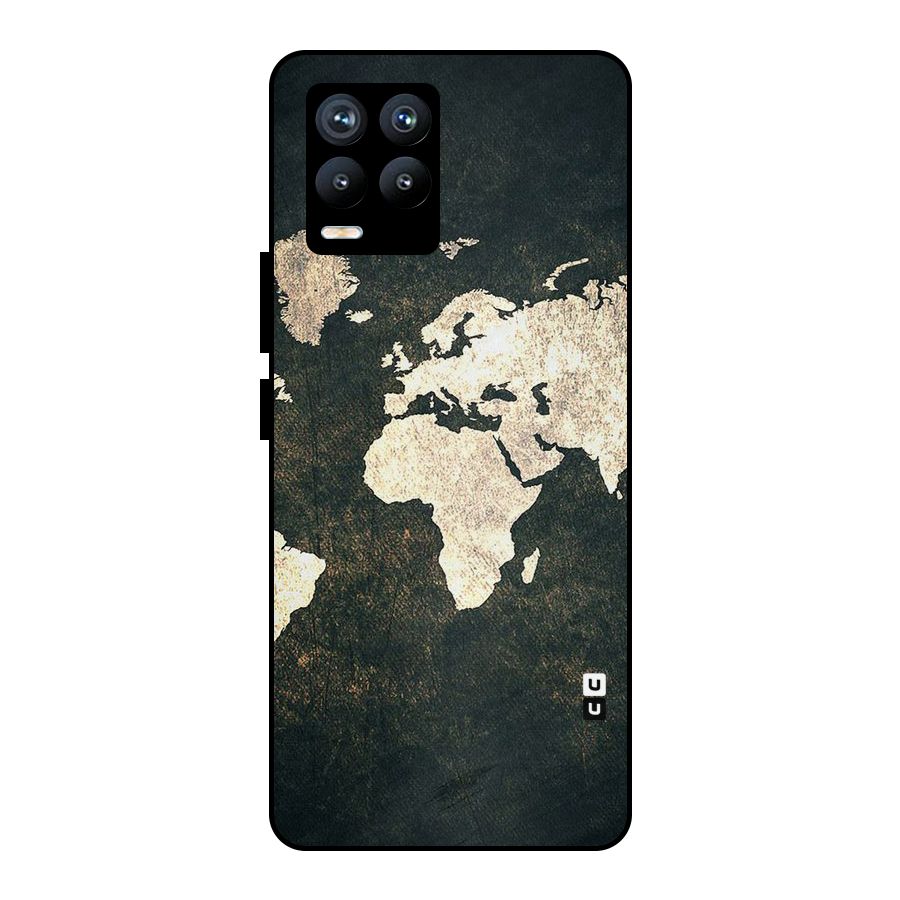 Green Gold Map Design Metal Back Case for Realme 8 Pro