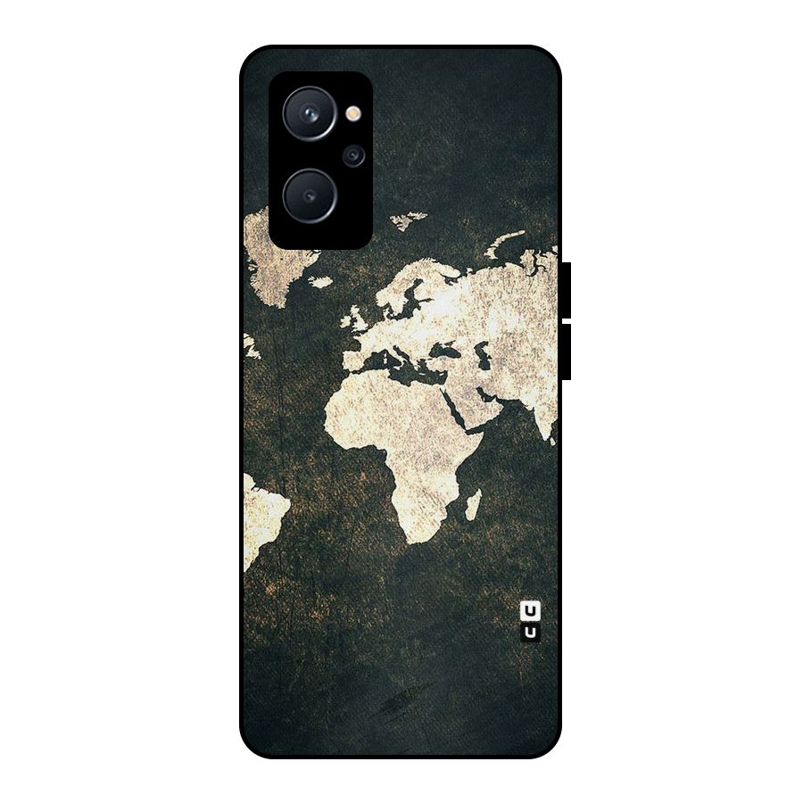 Green Gold Map Design Metal Back Case for Realme 9i 5G