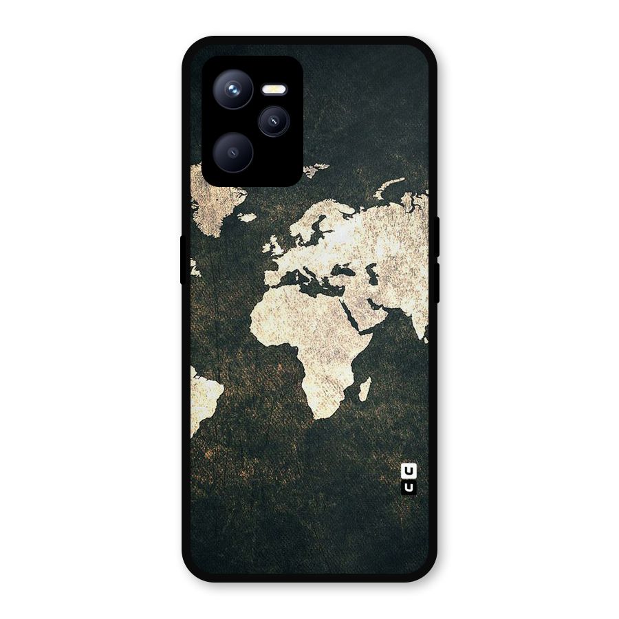 Green Gold Map Design Metal Back Case for Realme C35