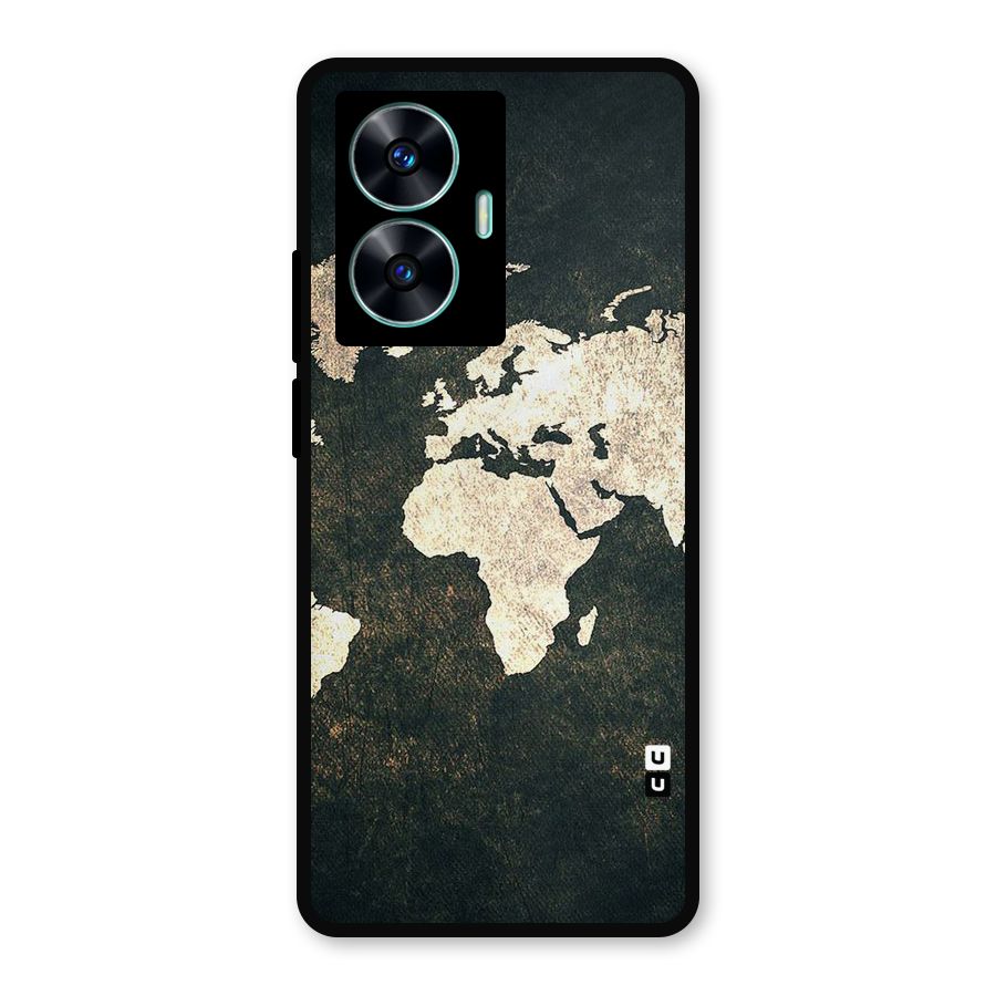 Green Gold Map Design Metal Back Case for Realme C55