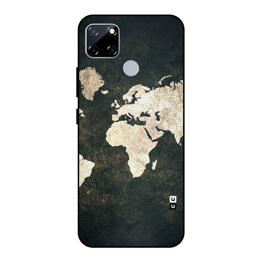 Green Gold Map Design Metal Back Case for Realme Narzo 20