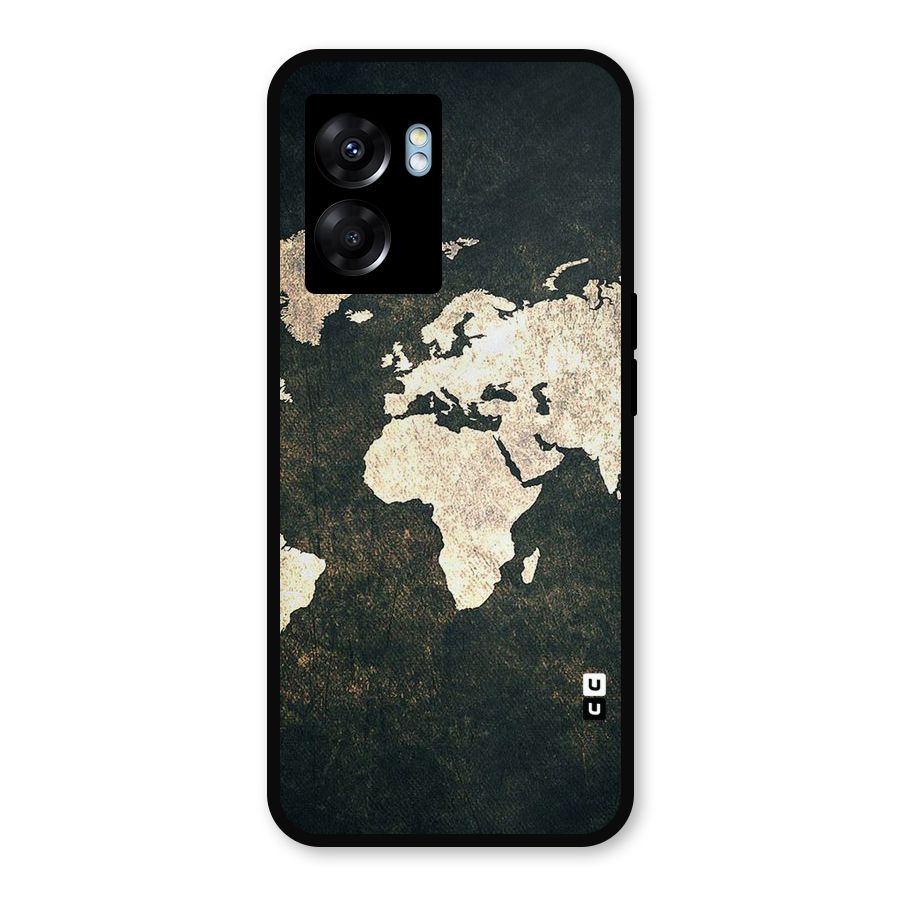 Green Gold Map Design Metal Back Case for Realme Narzo 50 5G