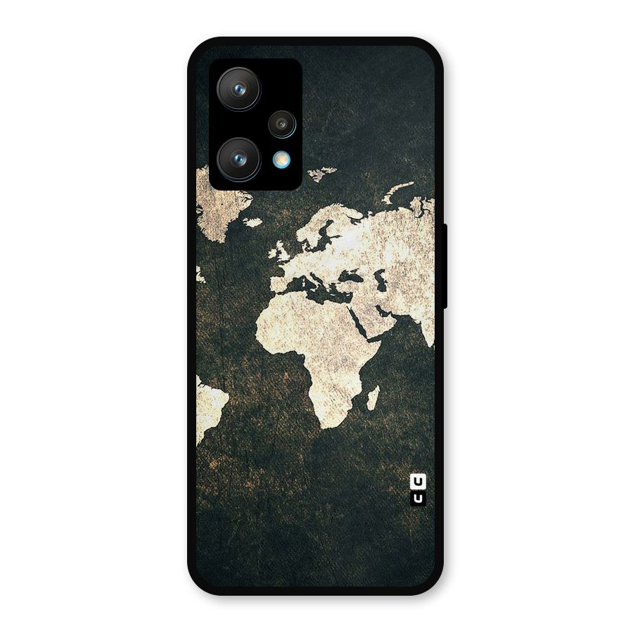 Green Gold Map Design Metal Back Case for Realme Narzo 50 Pro
