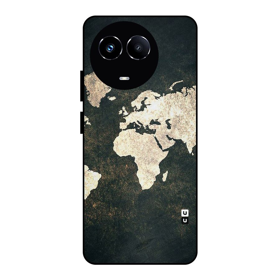 Green Gold Map Design Metal Back Case for Realme Narzo 60X