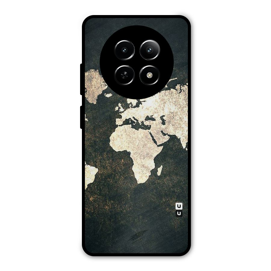 Green Gold Map Design Metal Back Case for Realme Narzo N65