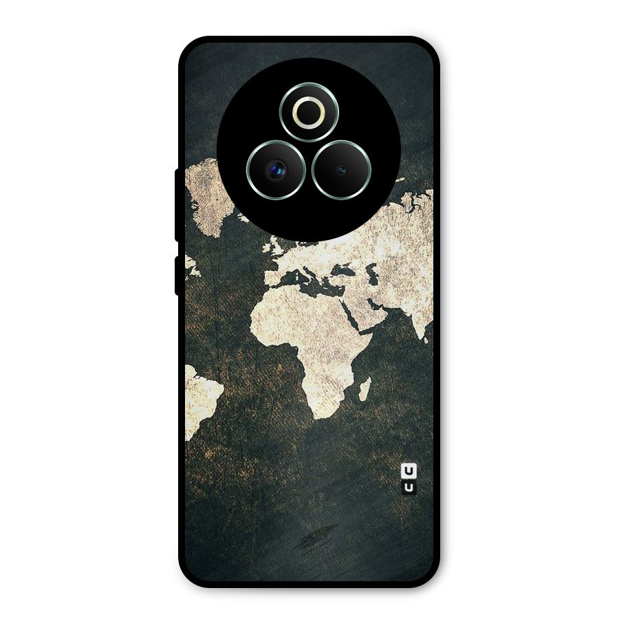 Green Gold Map Design Metal Back Case for Realme P3 Pro