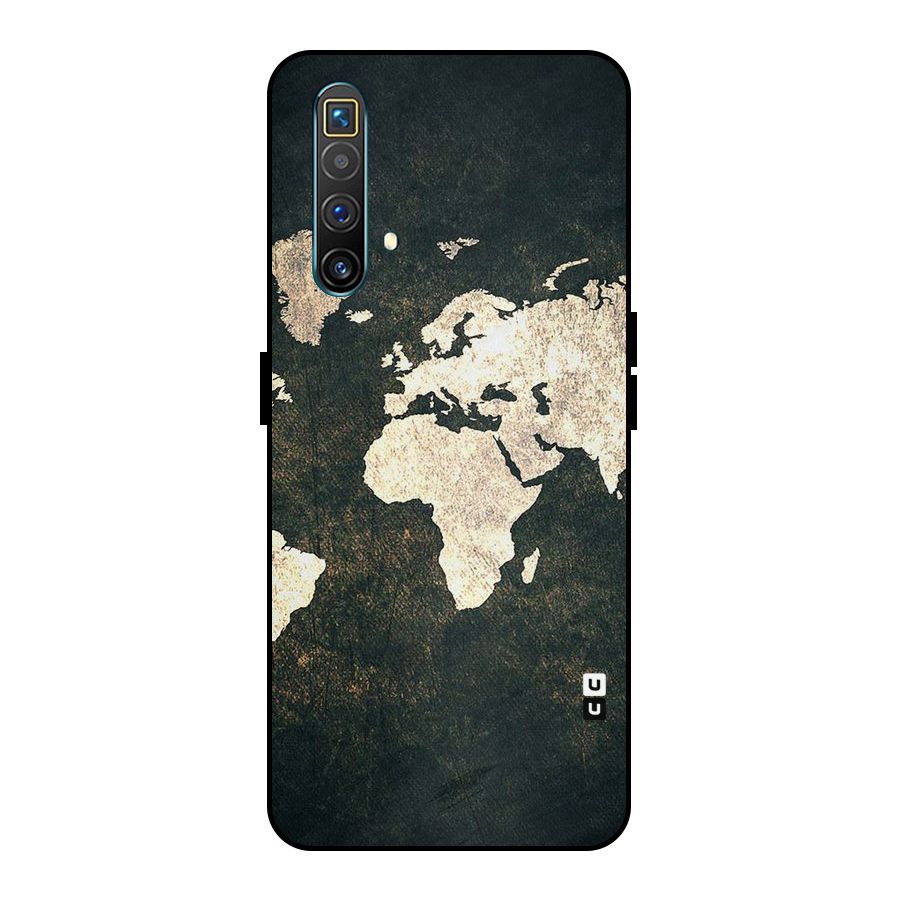 Green Gold Map Design Metal Back Case for Realme X3