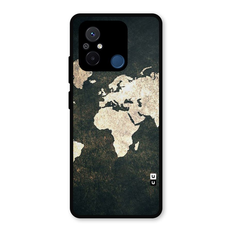 Green Gold Map Design Metal Back Case for Redmi 12C
