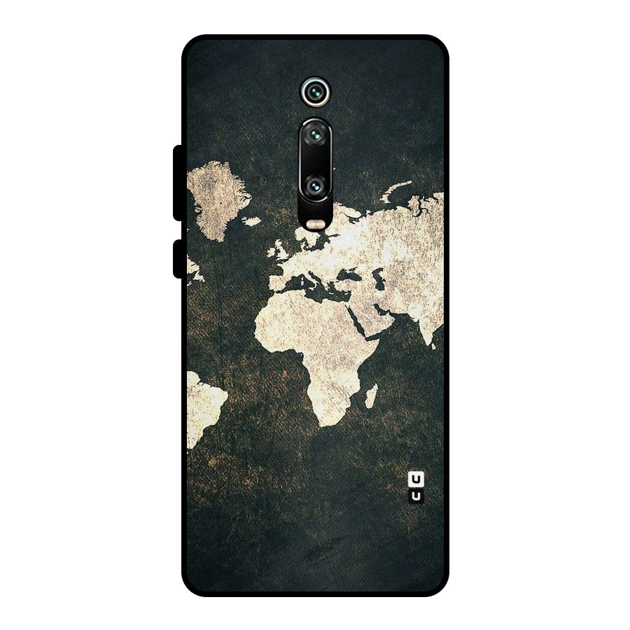 Green Gold Map Design Metal Back Case for Redmi K20 Pro