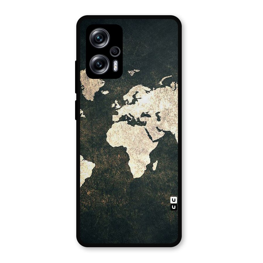 Green Gold Map Design Metal Back Case for Redmi K50i