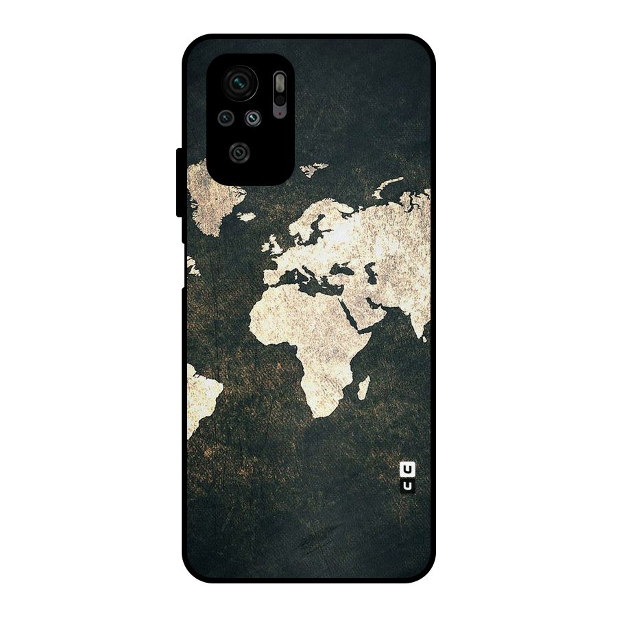 Green Gold Map Design Metal Back Case for Redmi Note 10