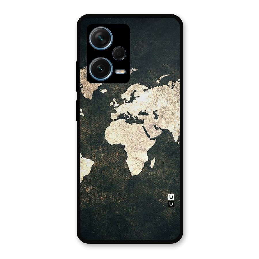 Green Gold Map Design Metal Back Case for Redmi Note 12 Pro Plus 5G