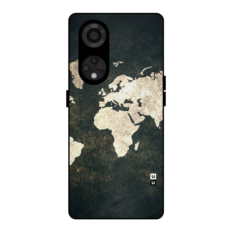 Green Gold Map Design Metal Back Case for Reno8 T 5G