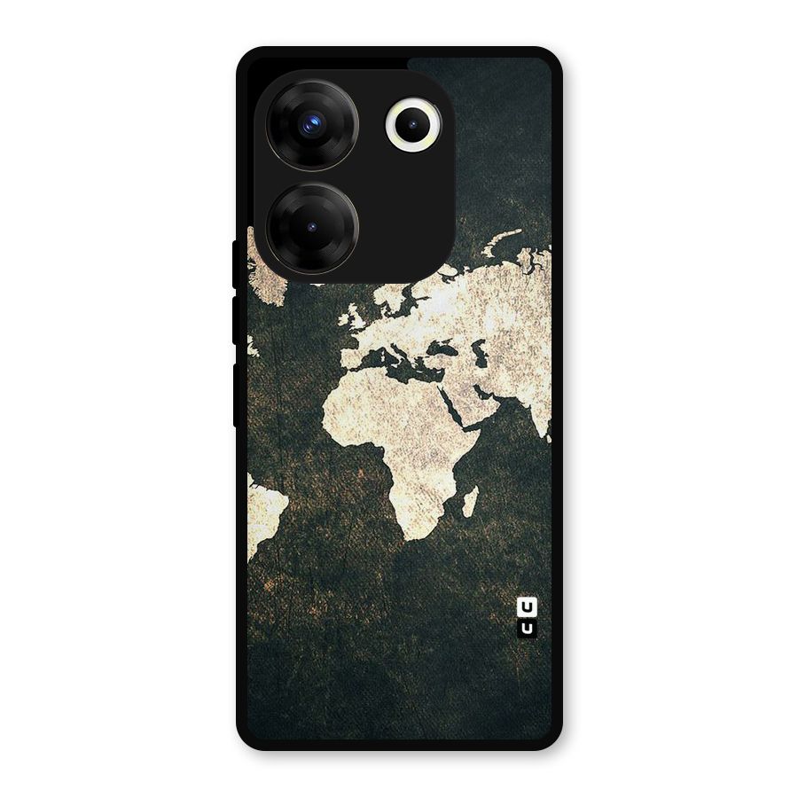 Green Gold Map Design Metal Back Case for Tecno Camon 20