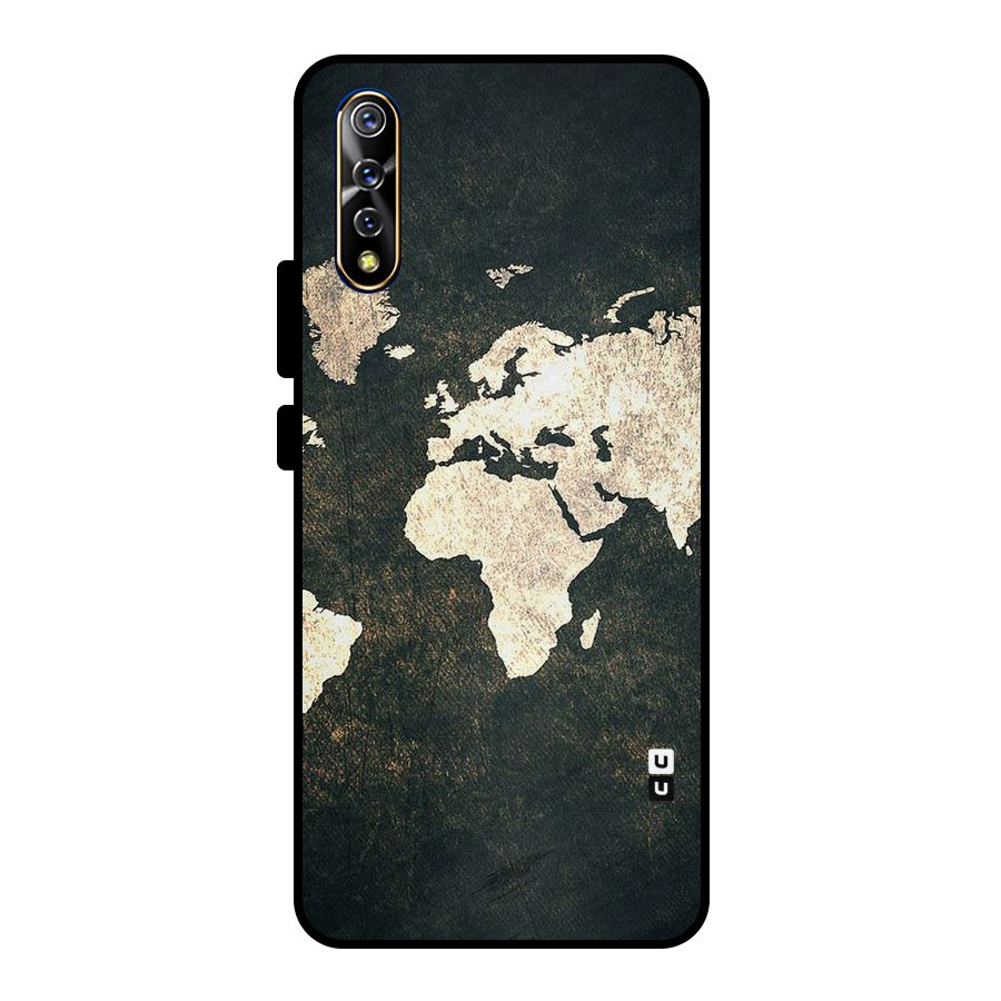 Green Gold Map Design Metal Back Case for Vivo S1