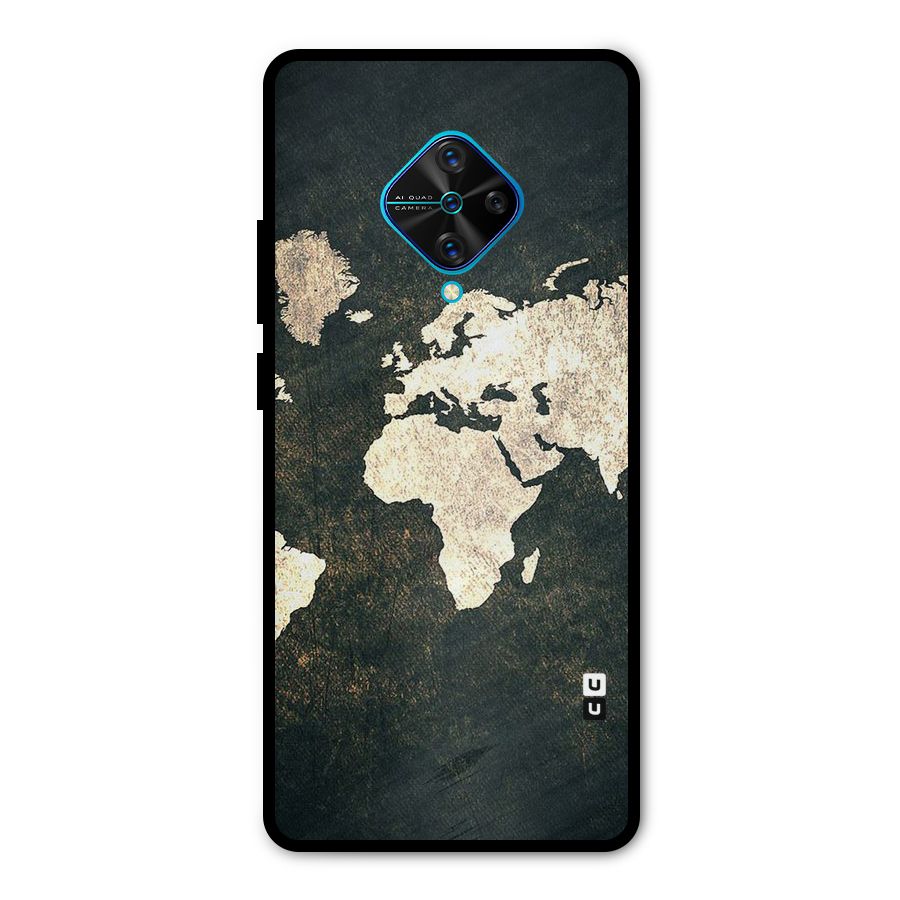 Green Gold Map Design Metal Back Case for Vivo S1 Pro