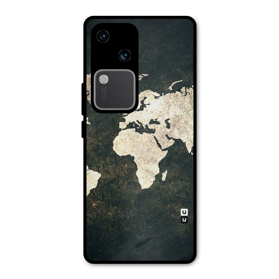 Green Gold Map Design Metal Back Case for Vivo V30