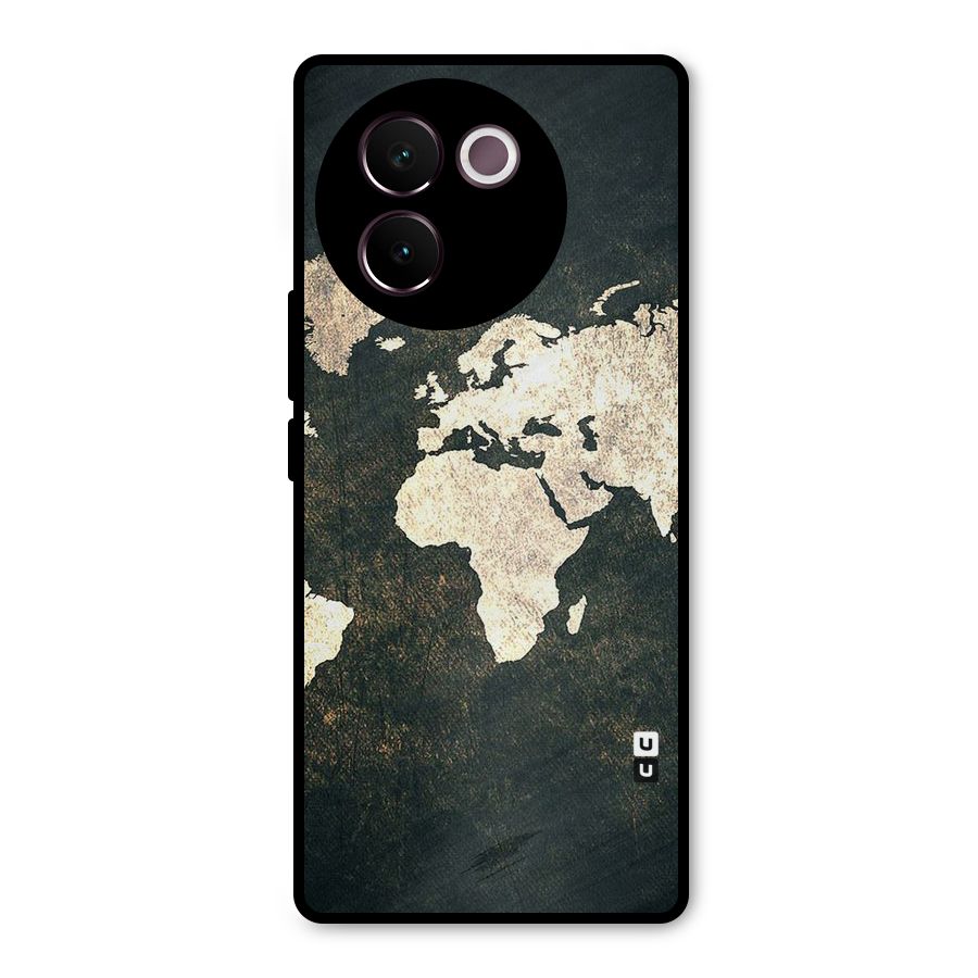 Green Gold Map Design Metal Back Case for Vivo V30e