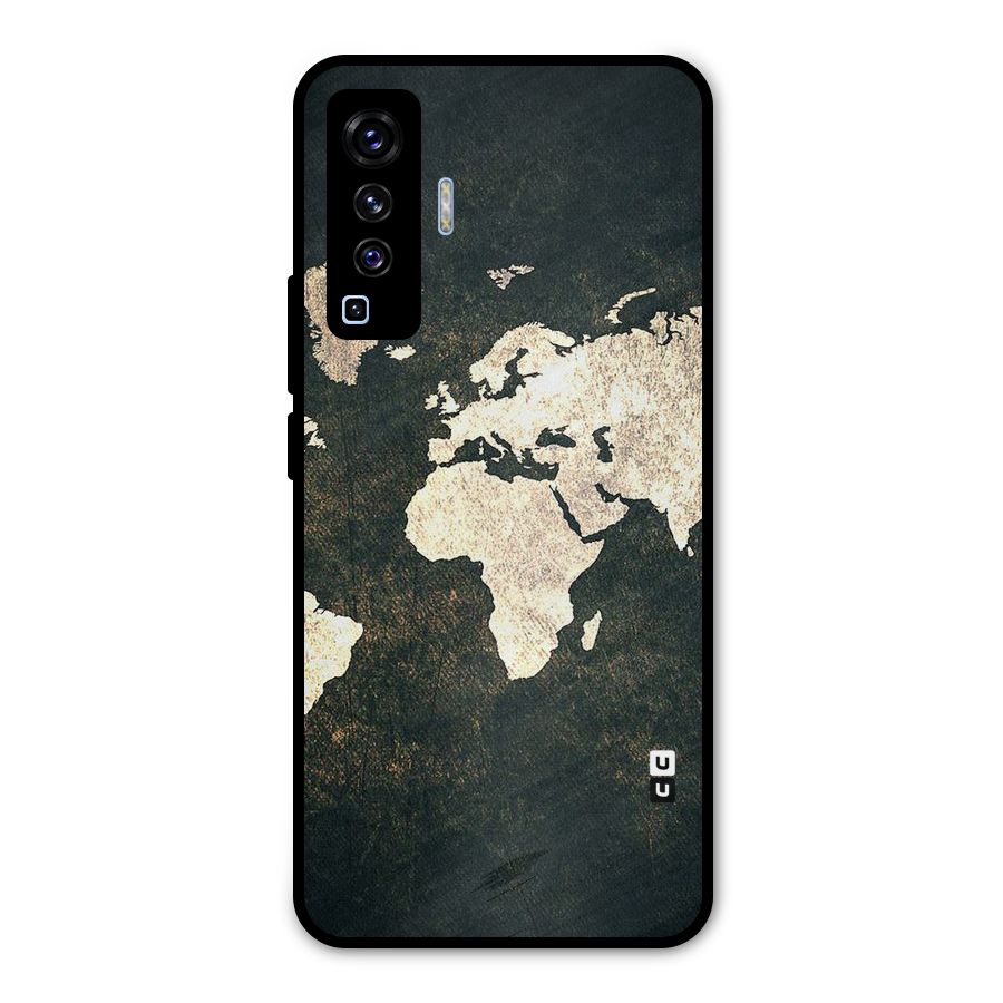 Green Gold Map Design Metal Back Case for Vivo X50