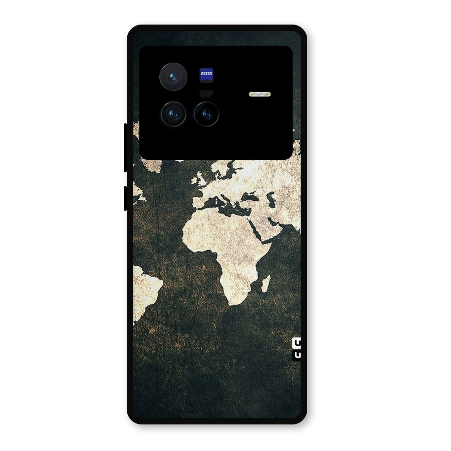 Green Gold Map Design Metal Back Case for Vivo X80