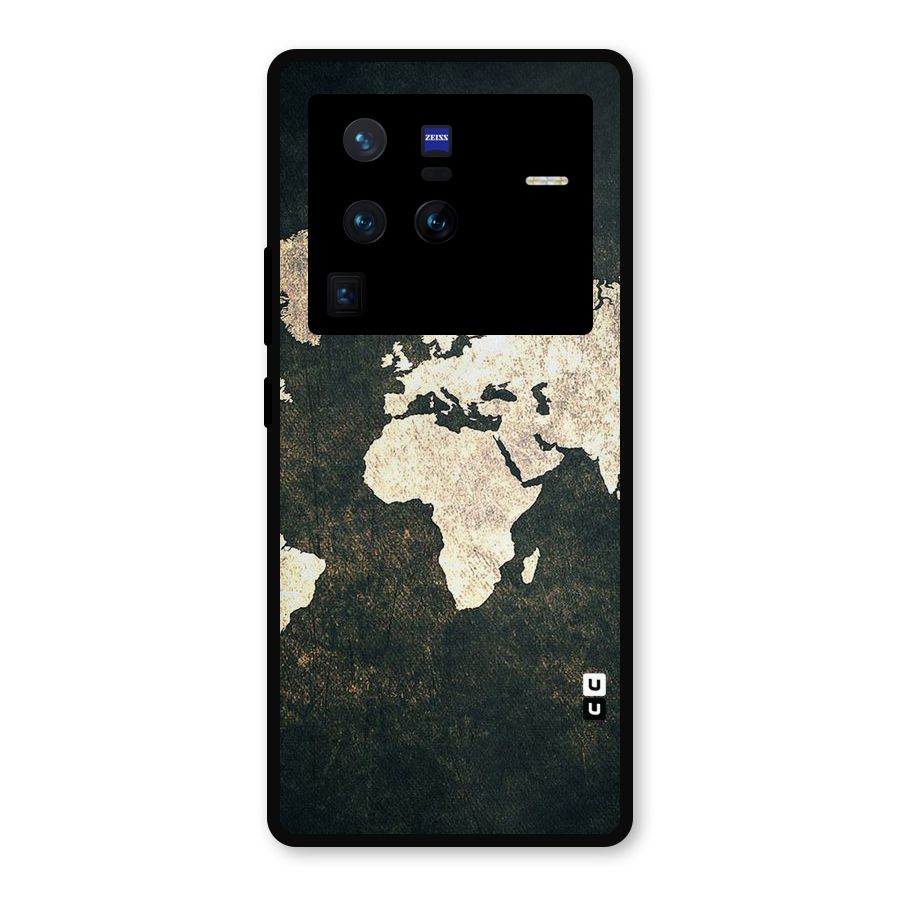 Green Gold Map Design Metal Back Case for Vivo X80 Pro