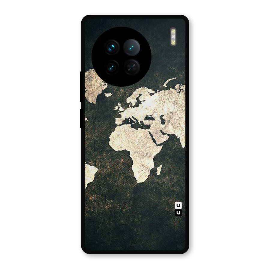 Green Gold Map Design Metal Back Case for Vivo X90