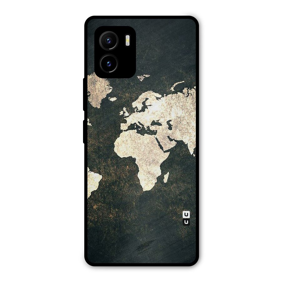 Green Gold Map Design Metal Back Case for Vivo Y15s