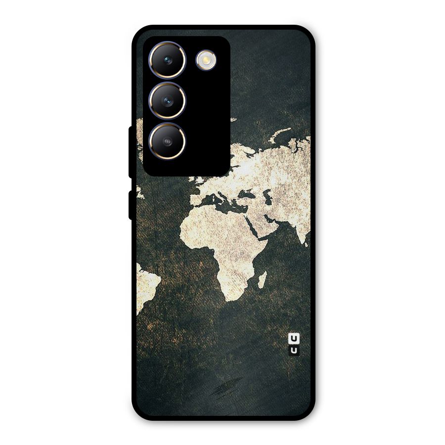 Green Gold Map Design Metal Back Case for Vivo Y200e