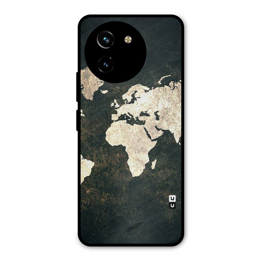 Green Gold Map Design Metal Back Case for Vivo Y200i