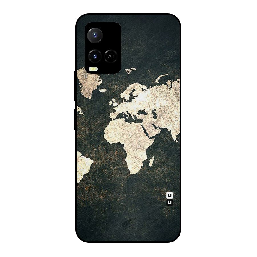 Green Gold Map Design Metal Back Case for Vivo Y21T