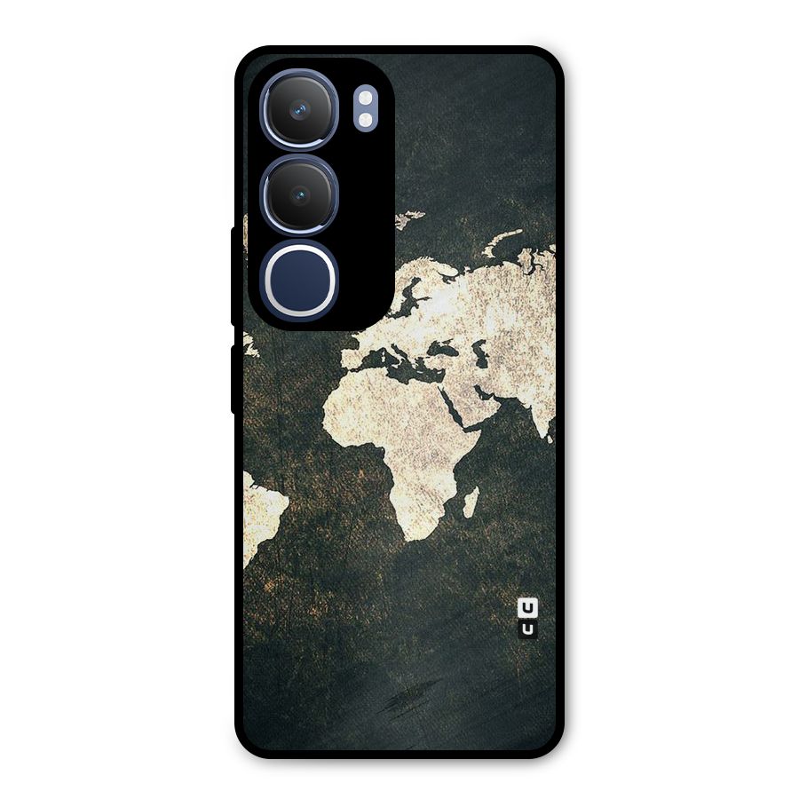 Green Gold Map Design Metal Back Case for Vivo Y29