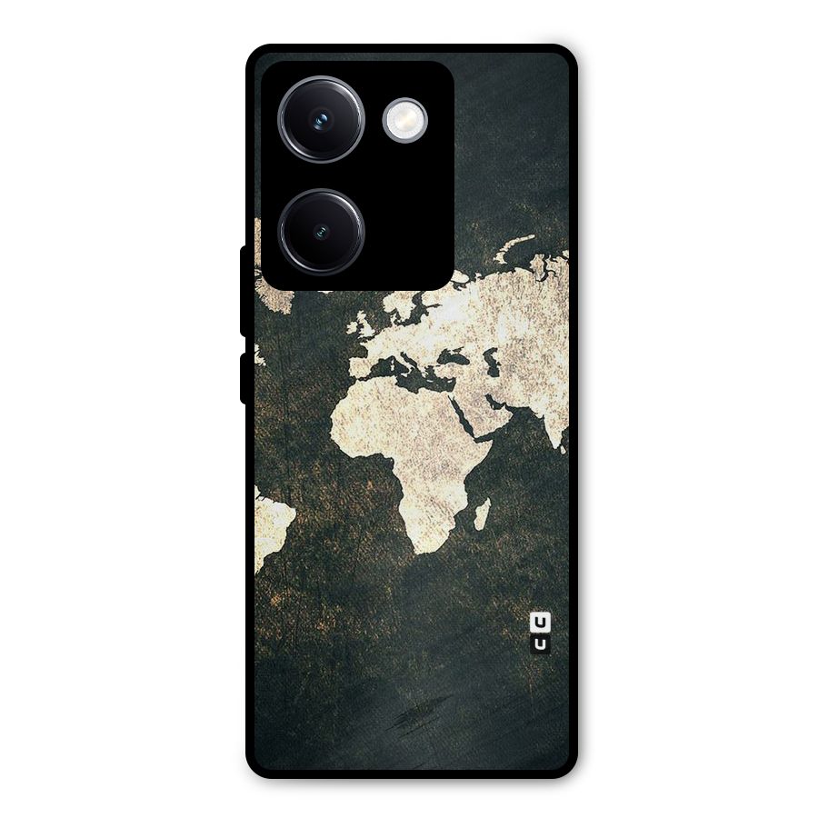 Green Gold Map Design Metal Back Case for Vivo Y300 Plus