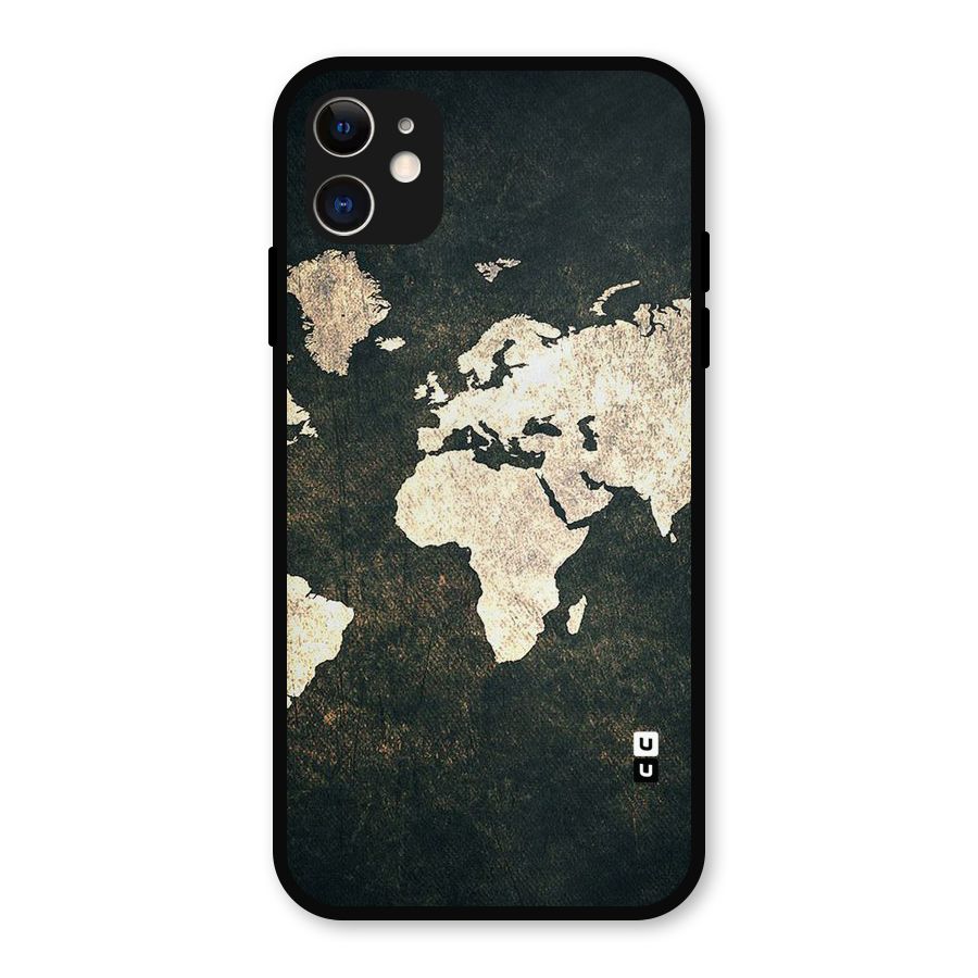 Green Gold Map Design Metal Back Case for iPhone 11