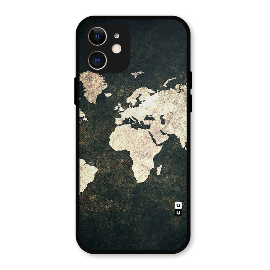 Green Gold Map Design Metal Back Case for iPhone 12