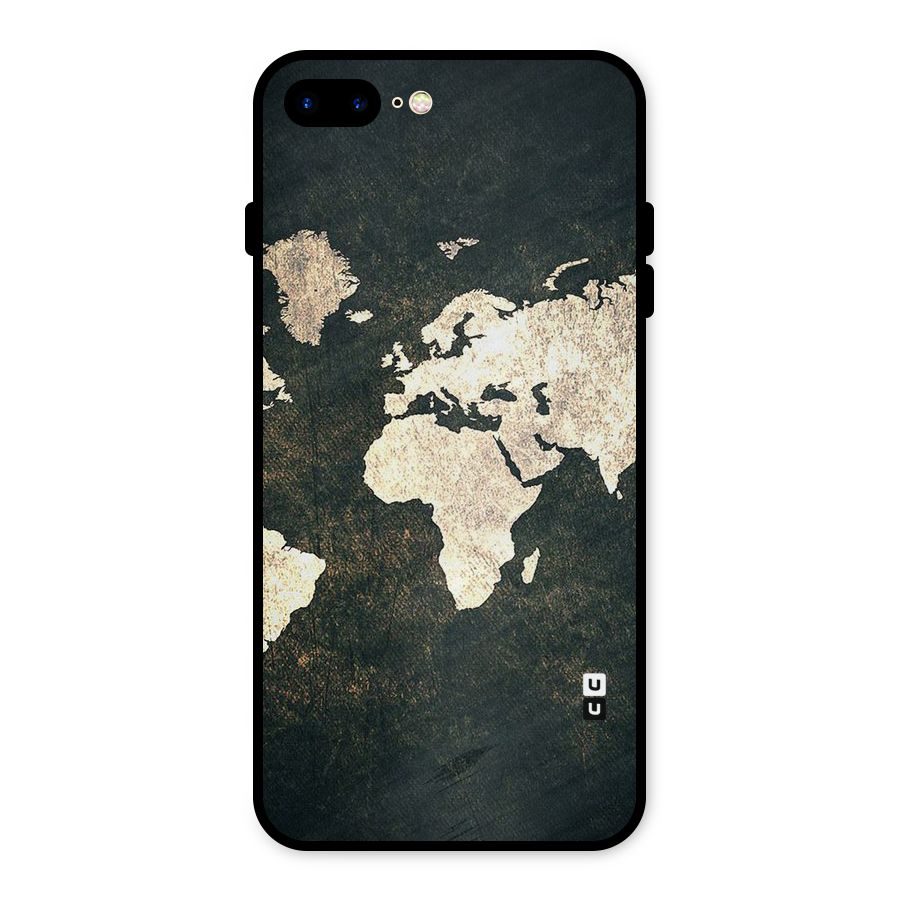 Green Gold Map Design Metal Back Case for iPhone 8 Plus