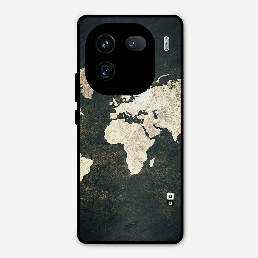 Green Gold Map Design Metal Back Case for iQOO 12