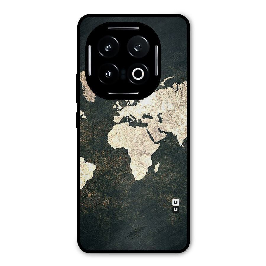 Green Gold Map Design Metal Back Case for iQOO 13
