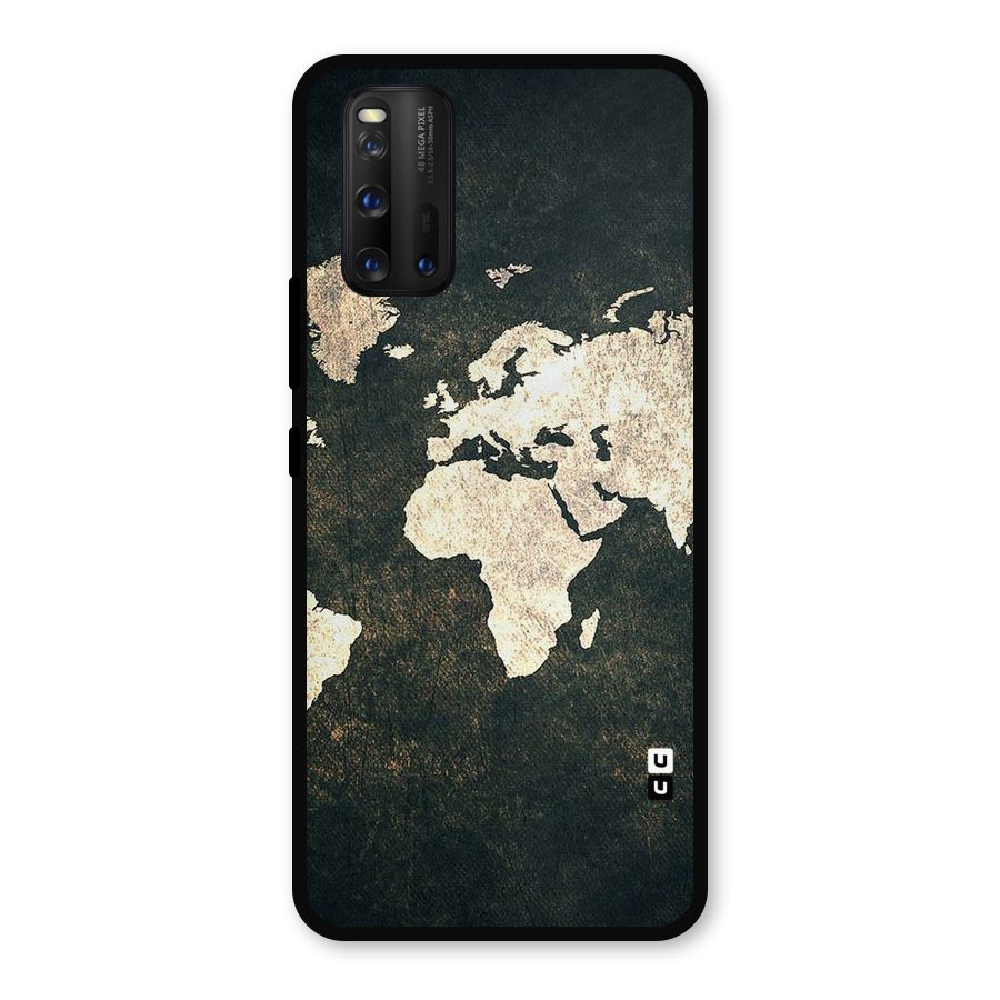 Green Gold Map Design Metal Back Case for iQOO 3