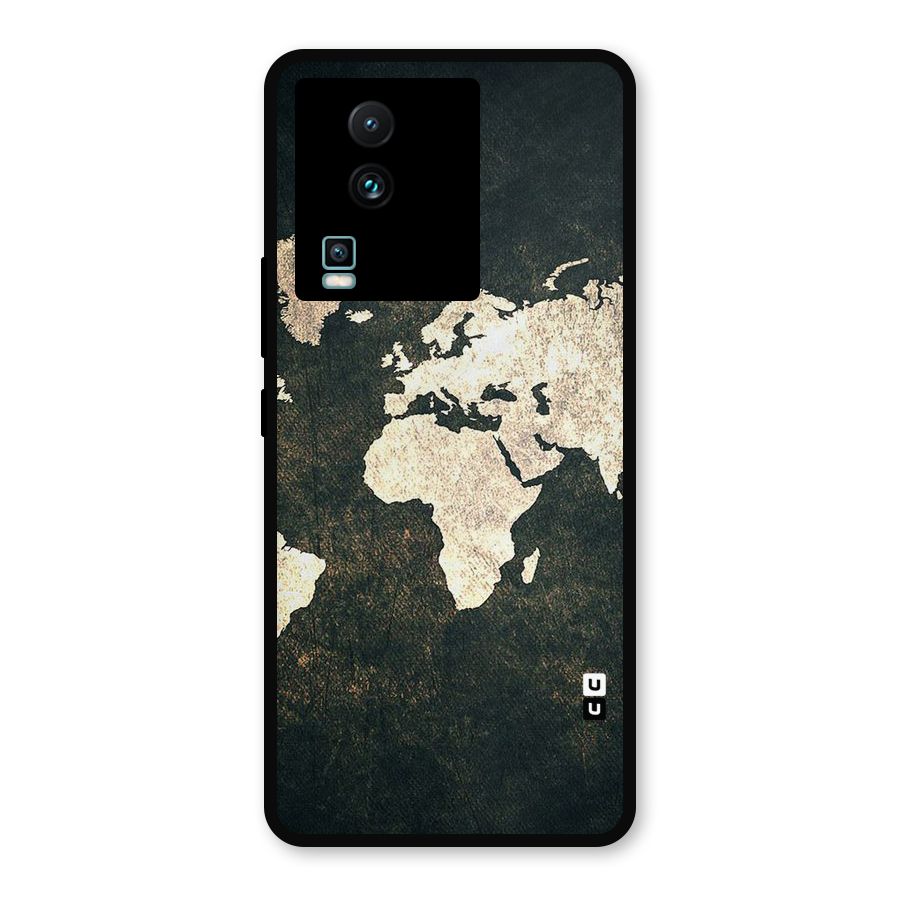 Green Gold Map Design Metal Back Case for iQOO Neo 7 Pro