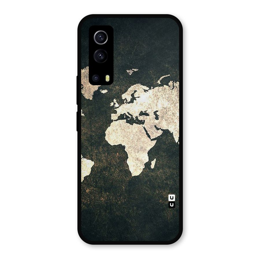 Green Gold Map Design Metal Back Case for iQOO Z3